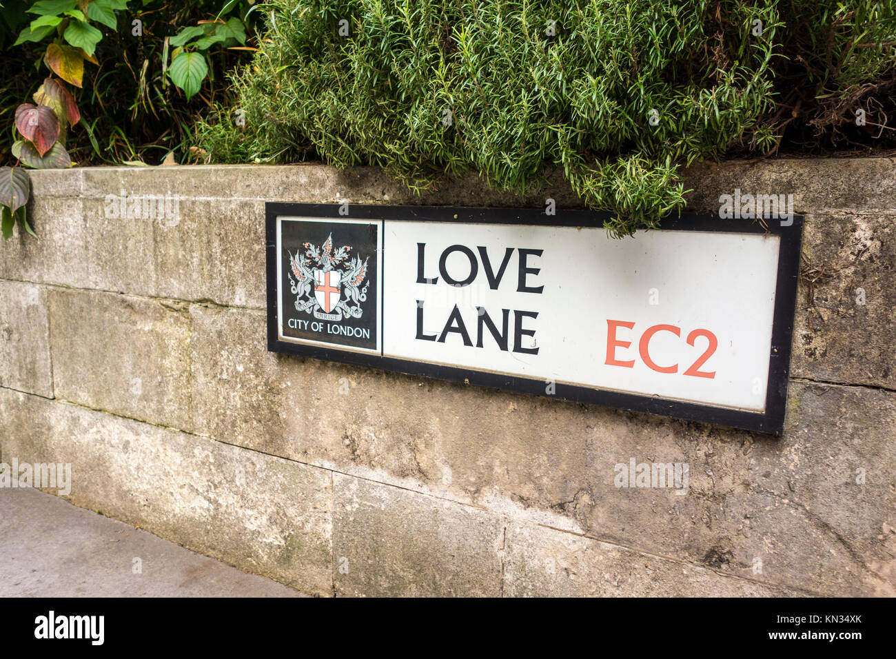 Love Lane, le nom de la route signe, Ville de London, UK Banque D'Images