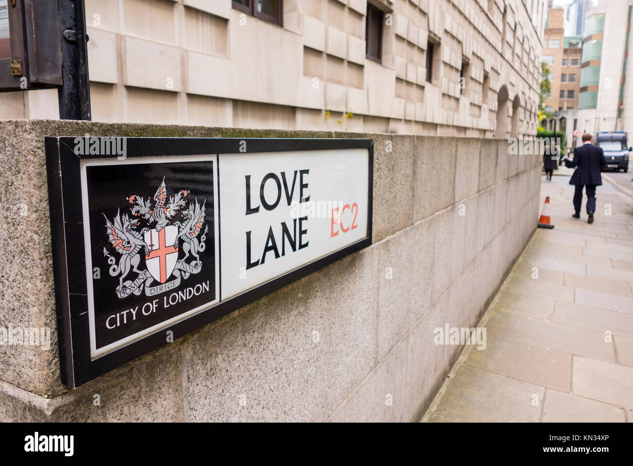 Love Lane, le nom de la route signe, Ville de London, UK Banque D'Images