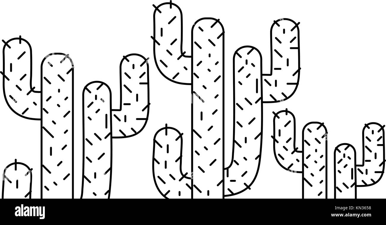 Naturel tropical ligne design cactus Illustration de Vecteur