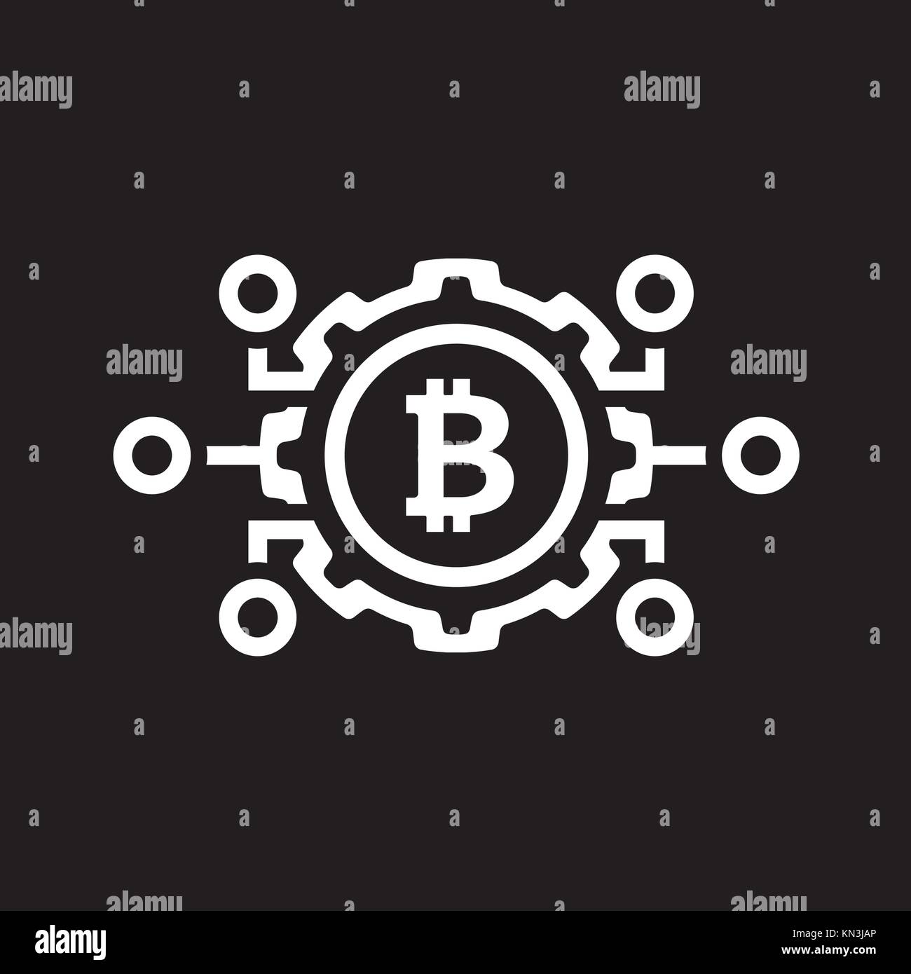 Mécanismes de l'icône de Bitcoin. Illustration de Vecteur