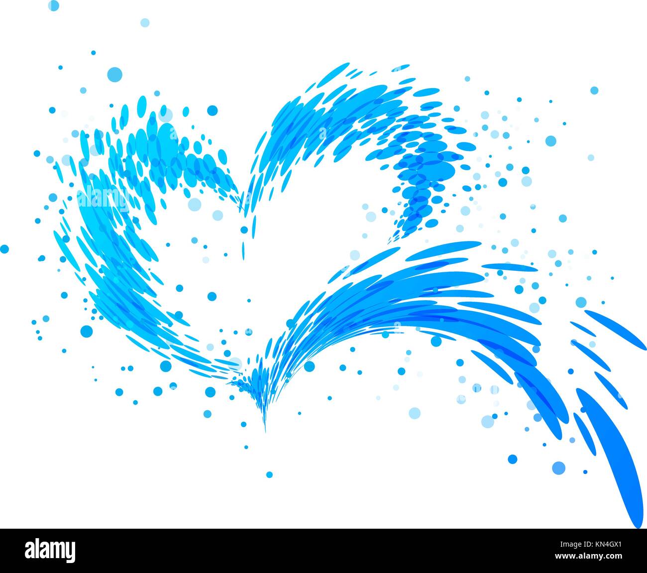Aqua splash coeur sur fond blanc Illustration de Vecteur