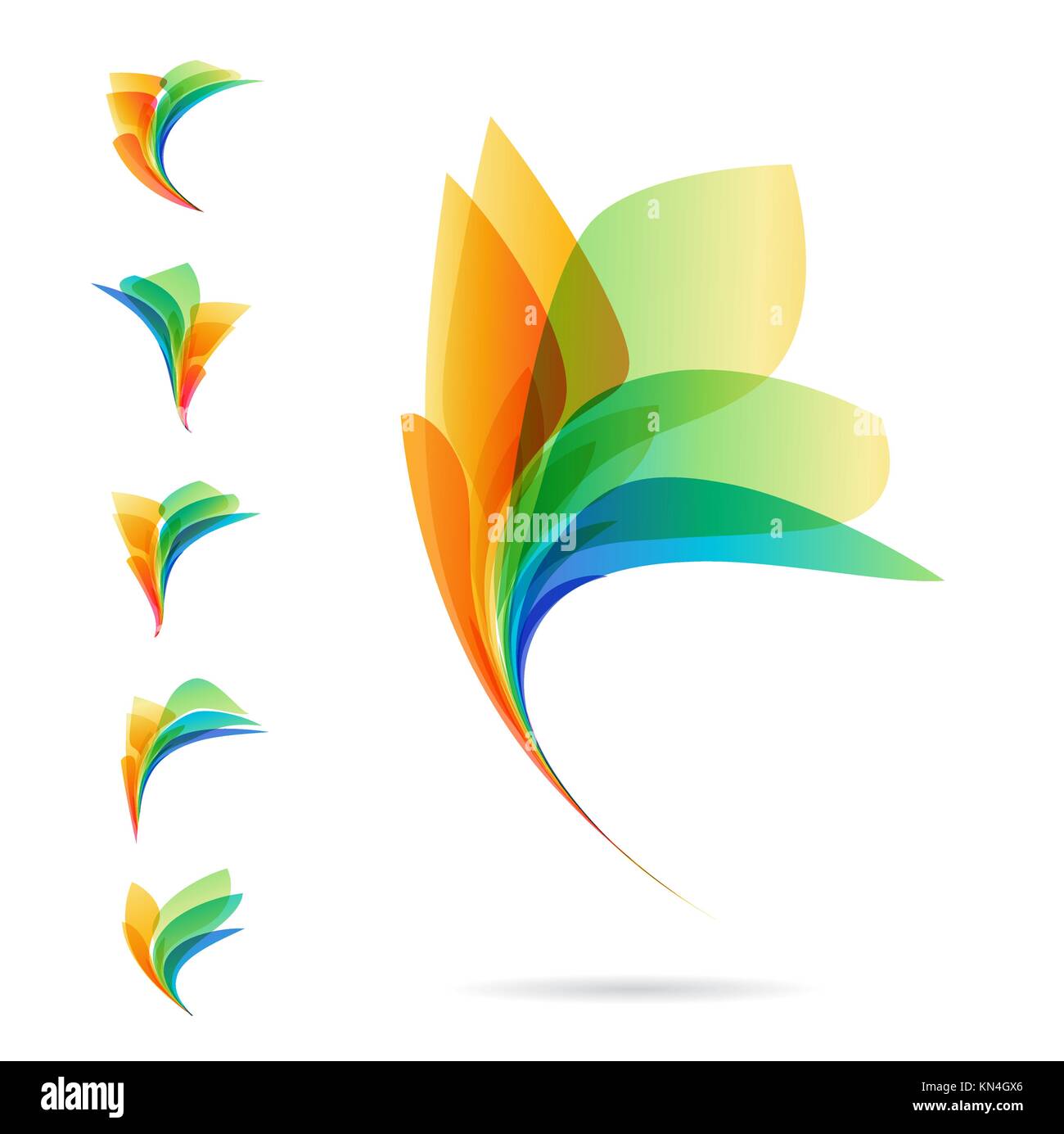 Ensemble d'éléments abstraits, les logos de pétales sur fond blanc Illustration de Vecteur