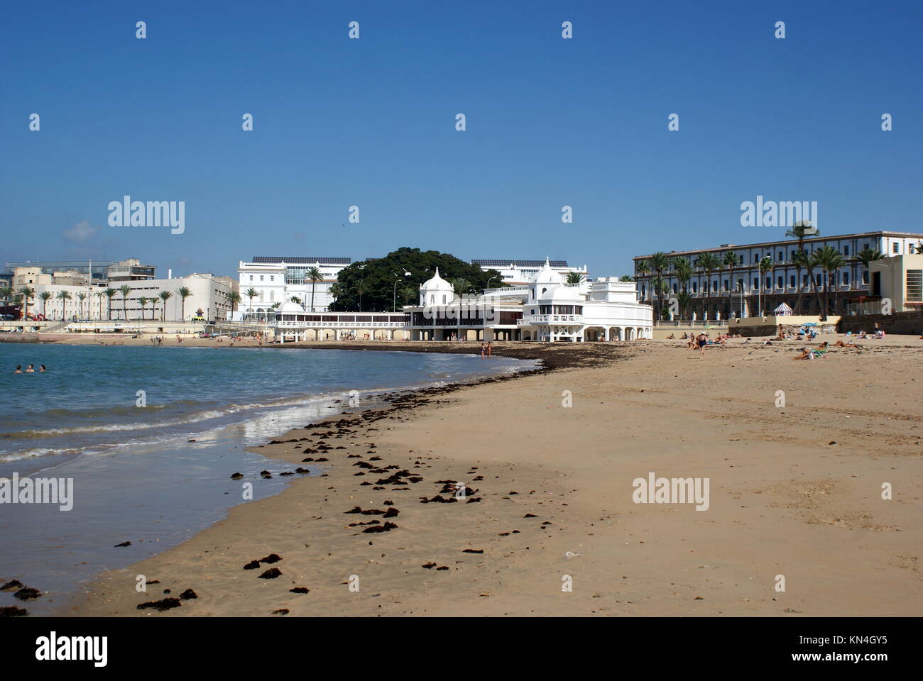 La plage de La Caleta, Cadix, Espagne Banque D'Images