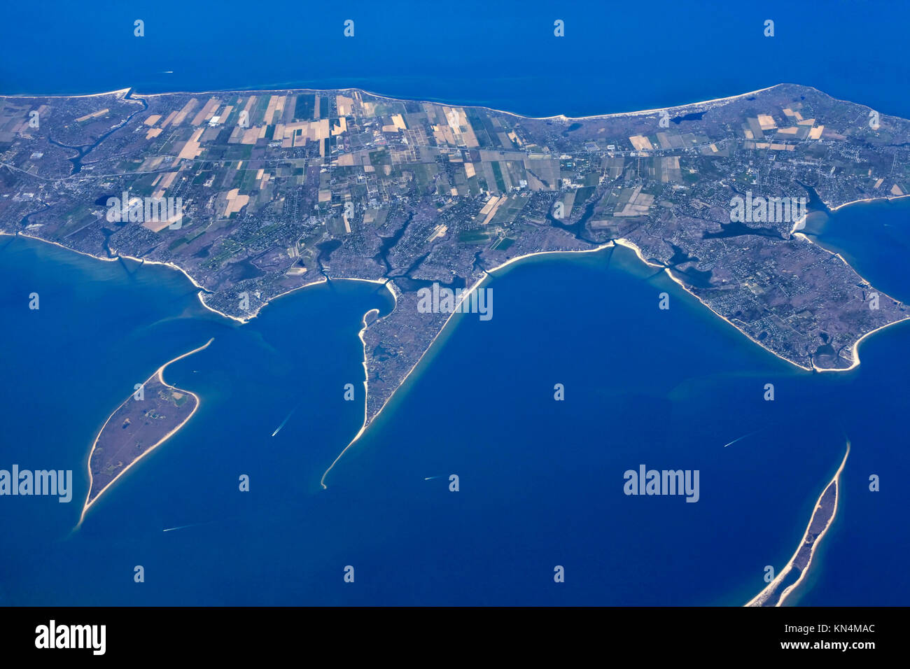 Vue aérienne de la petite île de Key Biscayne, en Floride. Banque D'Images