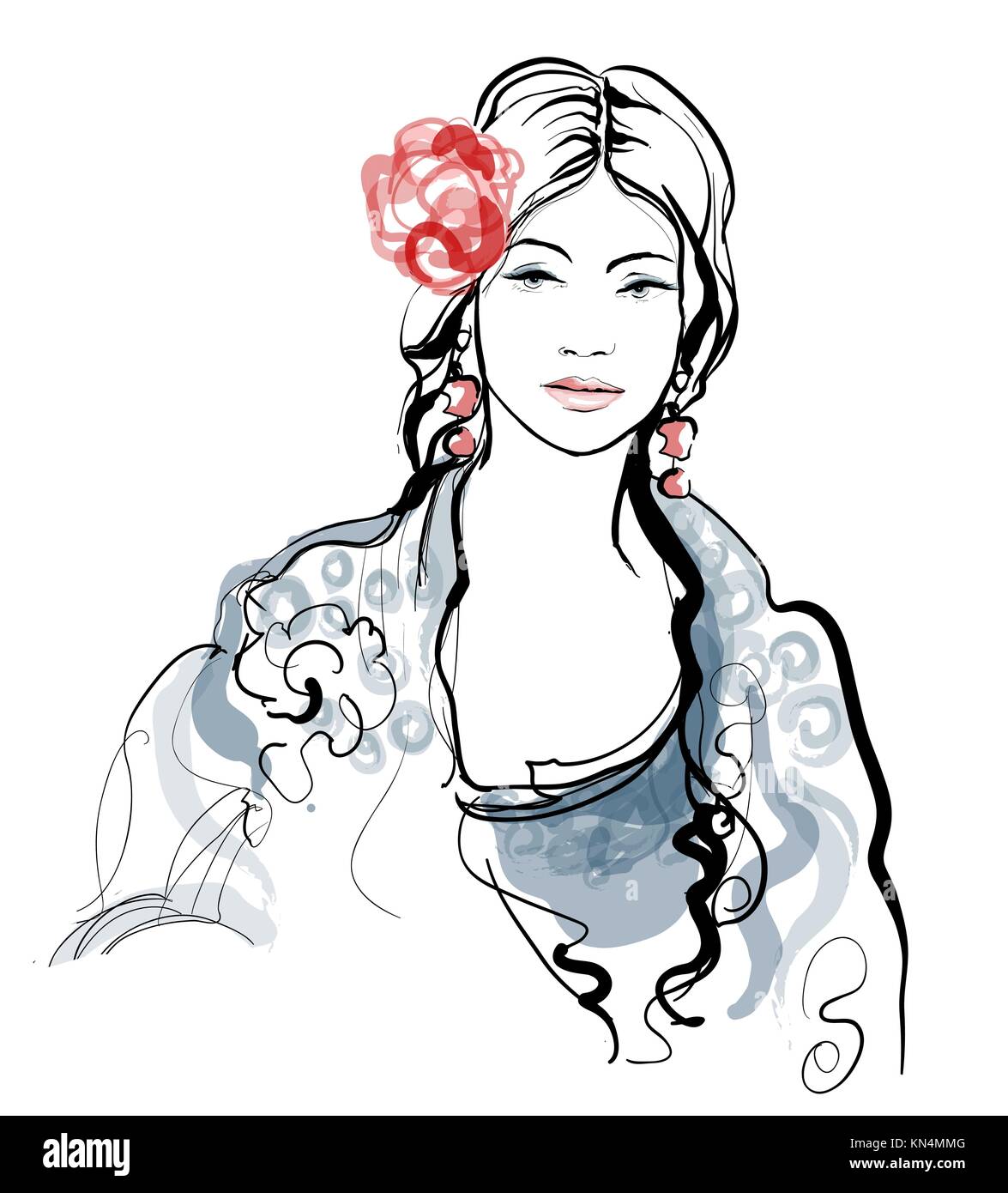 Le flamenco espagnol traditionnel femme - vector illustration Illustration de Vecteur
