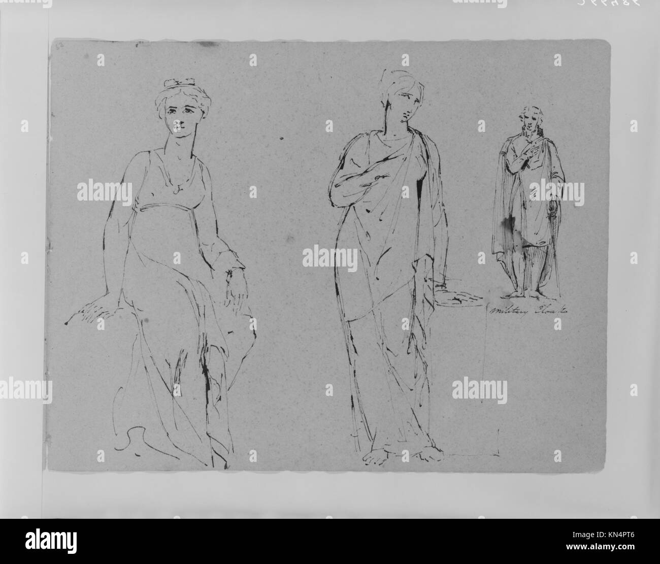 Dessin à partir d'un carnet de croquis illustrant le processus créatif de l'artiste, montrant des croquis préliminaires, les premières ébauches, la planification de la composition et l'étude pour les œuvres d'art futures. Banque D'Images