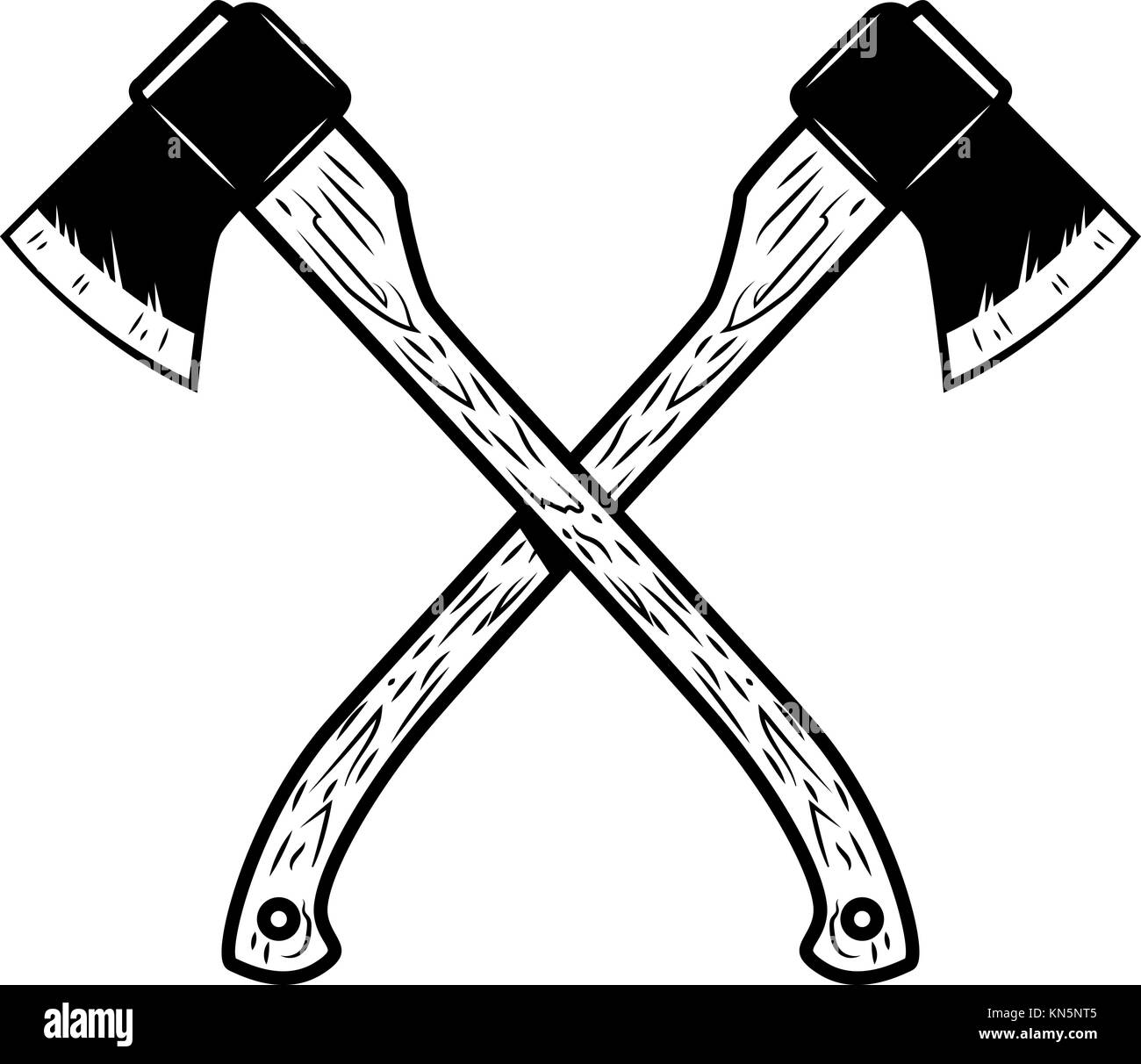 Axes croisés bûcheron isolé sur fond blanc. élément de conception pour poster, emblème, signe, bannière. vector illustration Illustration de Vecteur