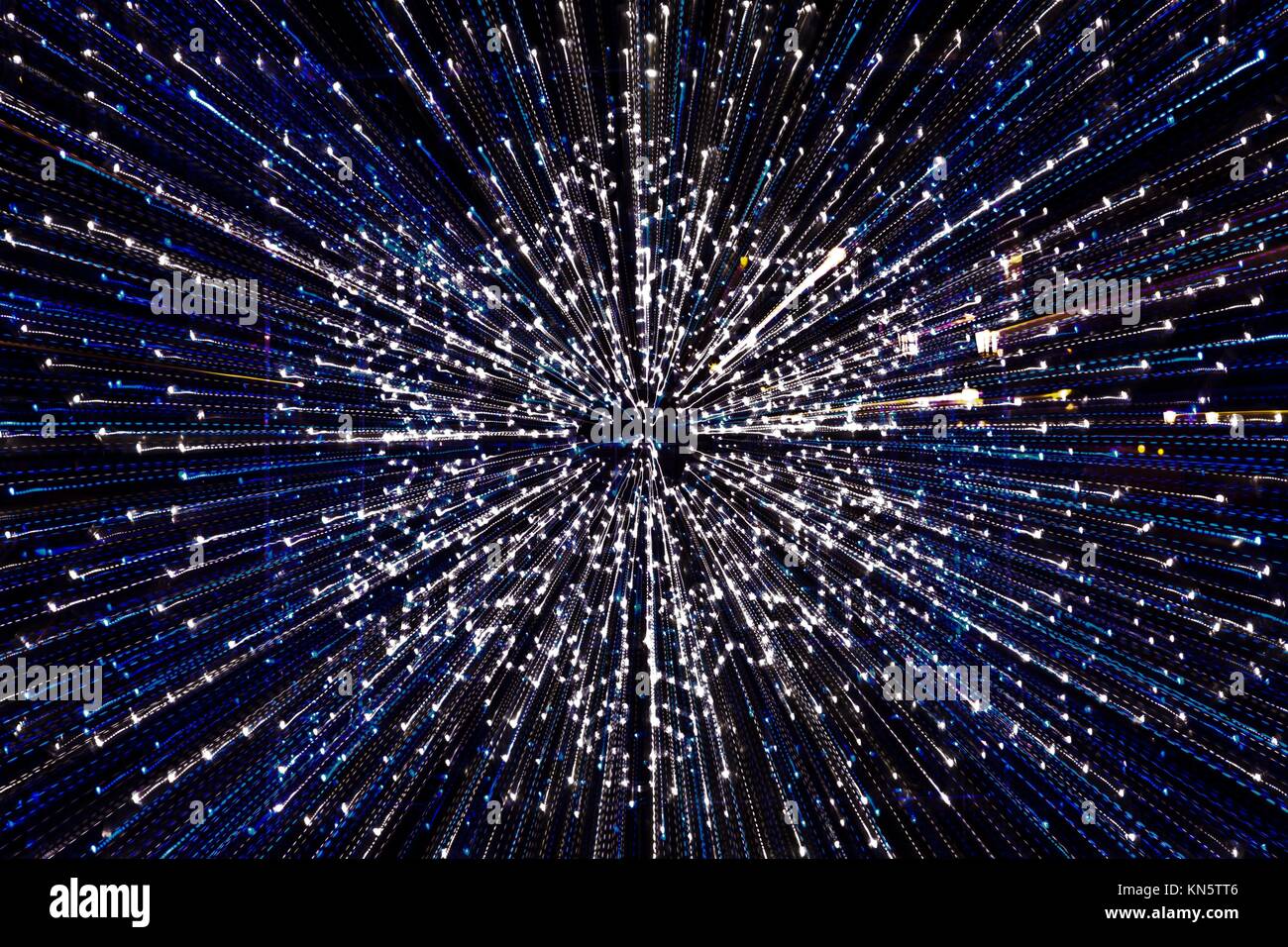 Flocon LED décoration de Noël. Motion Capture zoomée. Banque D'Images