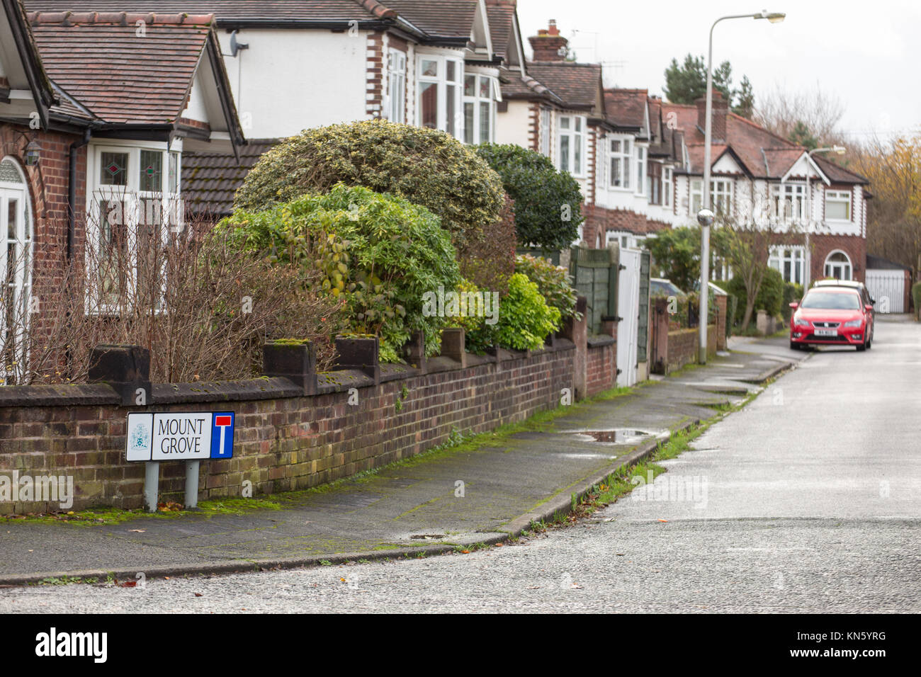 Mont Grove Street sign in Gatley, Greater Manchester, Angleterre, RU prise le 25-Nov-2017 Banque D'Images