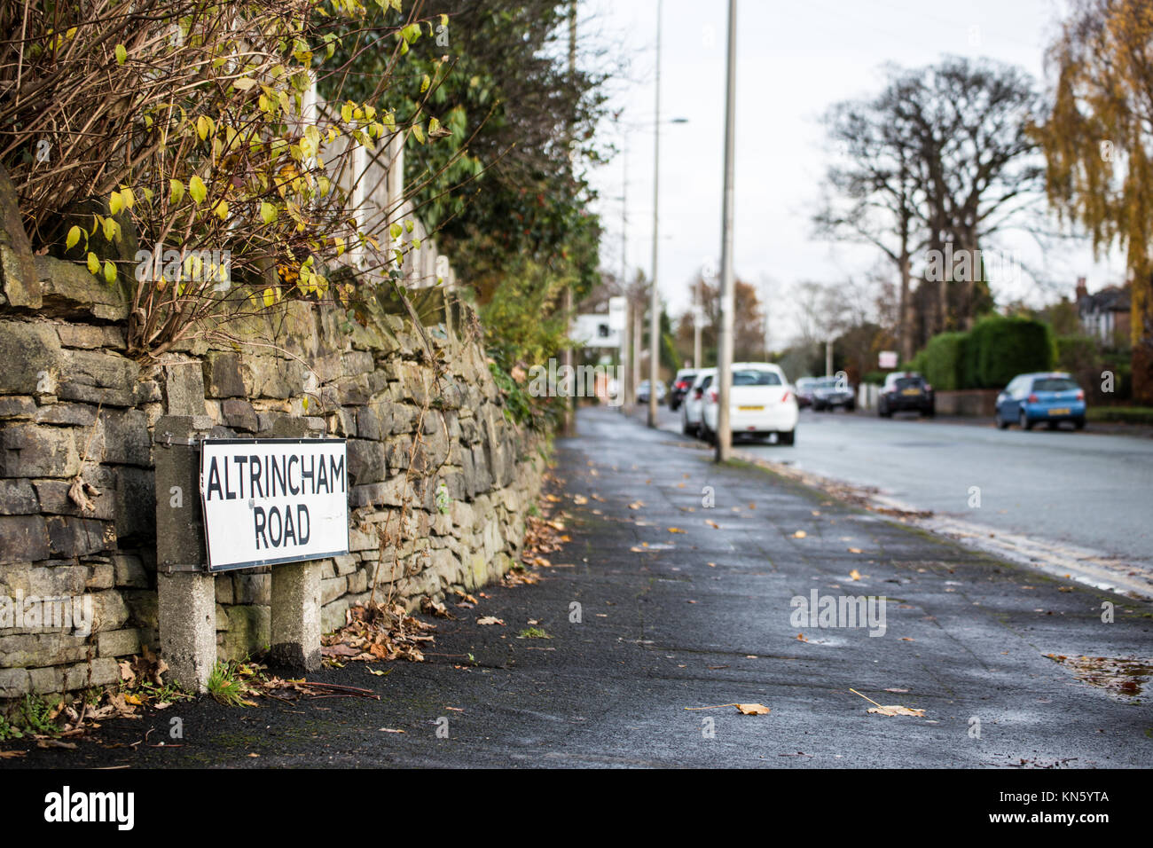 Altrincham Road street sign in Gatley, Greater Manchester, Angleterre, RU prise le 25-Nov-2017 Banque D'Images