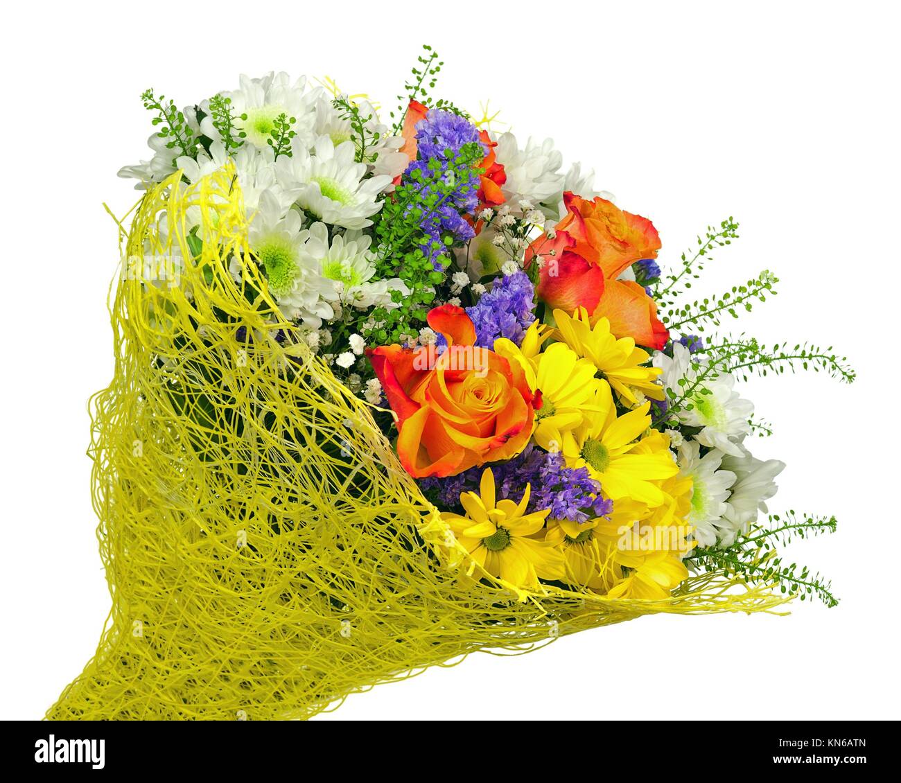 Beau Bouquet De Gerberas Roses Et Autres Fleurs En Paquet