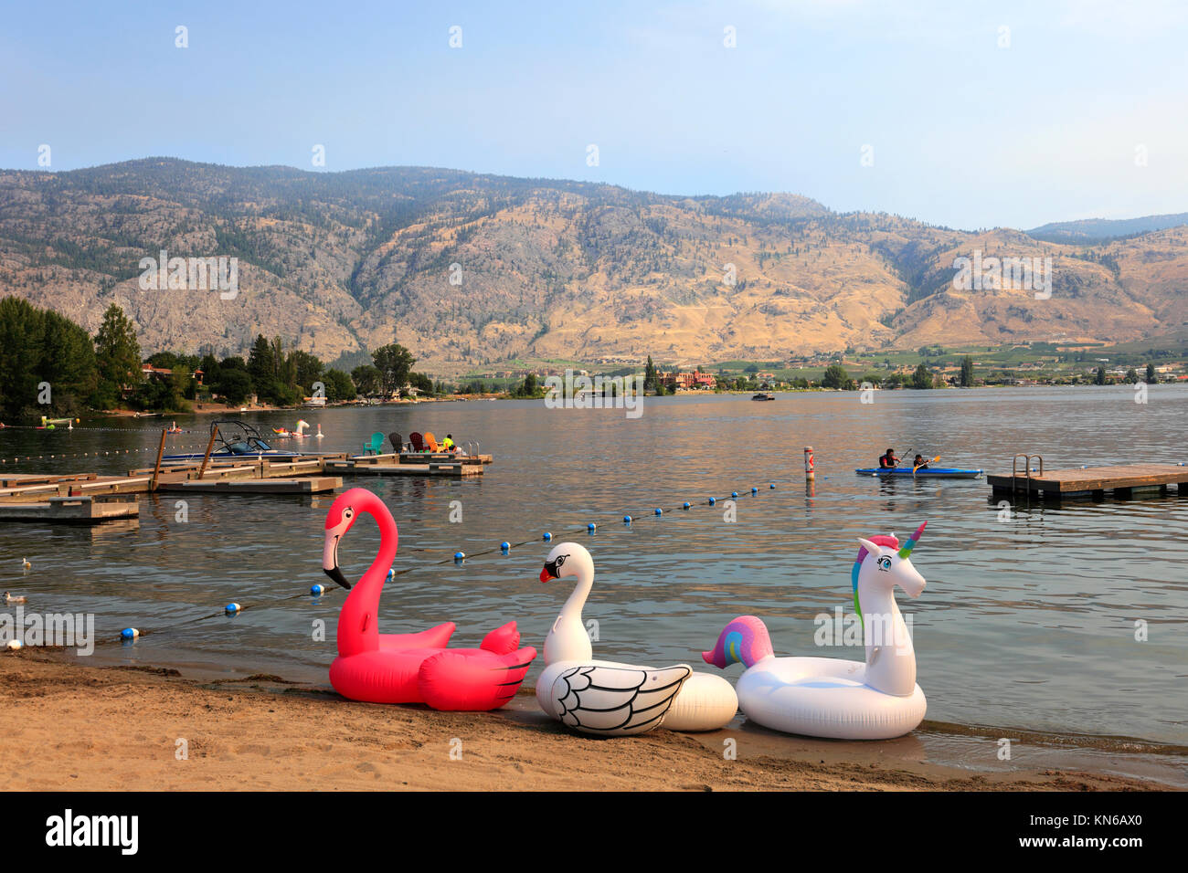 La plage sur le lac Osoyoos Osoyoos, ville, de l'Okanagan, Colombie-Britannique, Canada. Banque D'Images