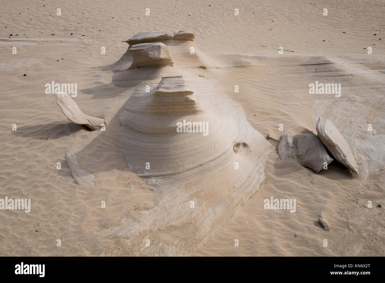 Pierres de sable Al Wathba ou dunes fossiles dans le désert d'Abu Dhabi, Émirats arabes Unis Banque D'Images