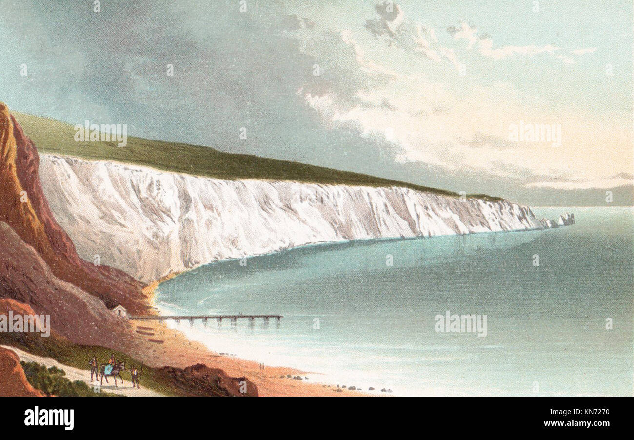 De l'Alun Bay, île de Wight, illustration de l'époque victorienne Banque D'Images
