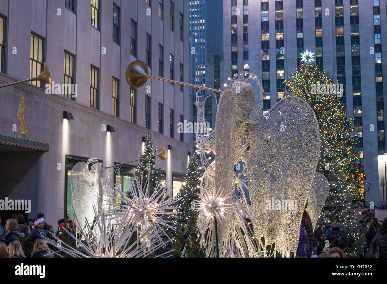 Le Centre Rockefeller décorée pour les fêtes, NYC, USA Banque D'Images
