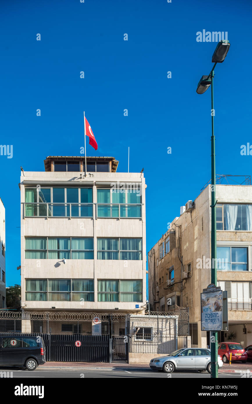 Israël, Tel Aviv - 9 décembre 2017 : Ambassade de Turquie Banque D'Images