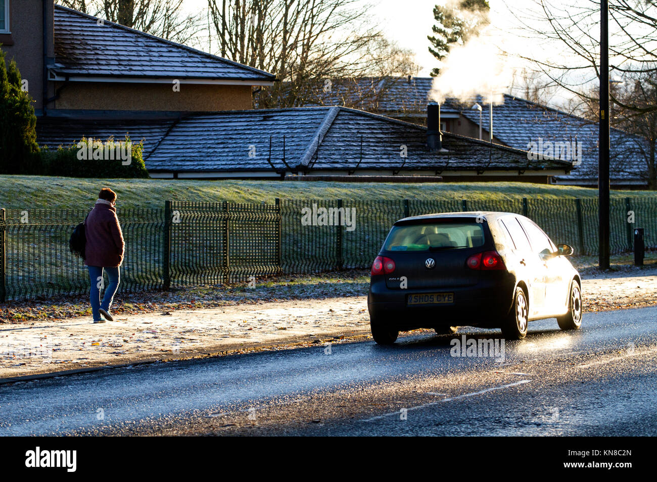 Dundee, Royaume-Uni. 11 Décembre, 2017. Météo France : Arctic blast apporte la glace à travers Tayside. Bien que la plupart de la Grande-Bretagne a eu des tempêtes de neige, Dundee est frappé par le grand gel avec des températures très inférieures à 0°C (-2°C). Crédits : Dundee Photographics/Alamy Live News Banque D'Images