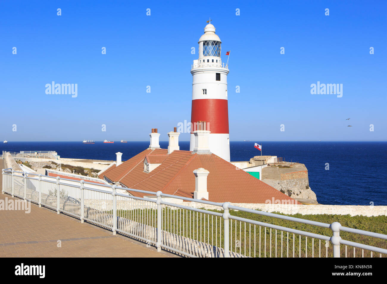 Le 19ème siècle Europa Point Lighthouse (également désigné sous le nom de Trinity phare) à Europa Point à Gibraltar Banque D'Images