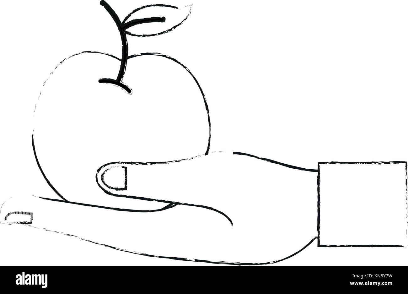 Hand holding an apple Illustration de Vecteur