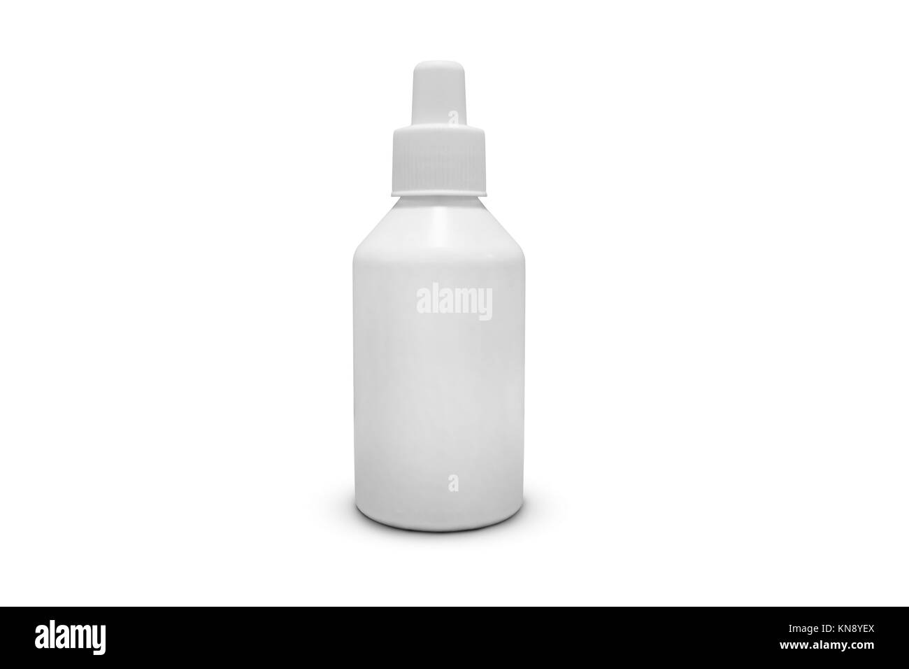 La médecine plastique blanc bouteille sans étiquette isolé sur fond blanc. copy space Banque D'Images