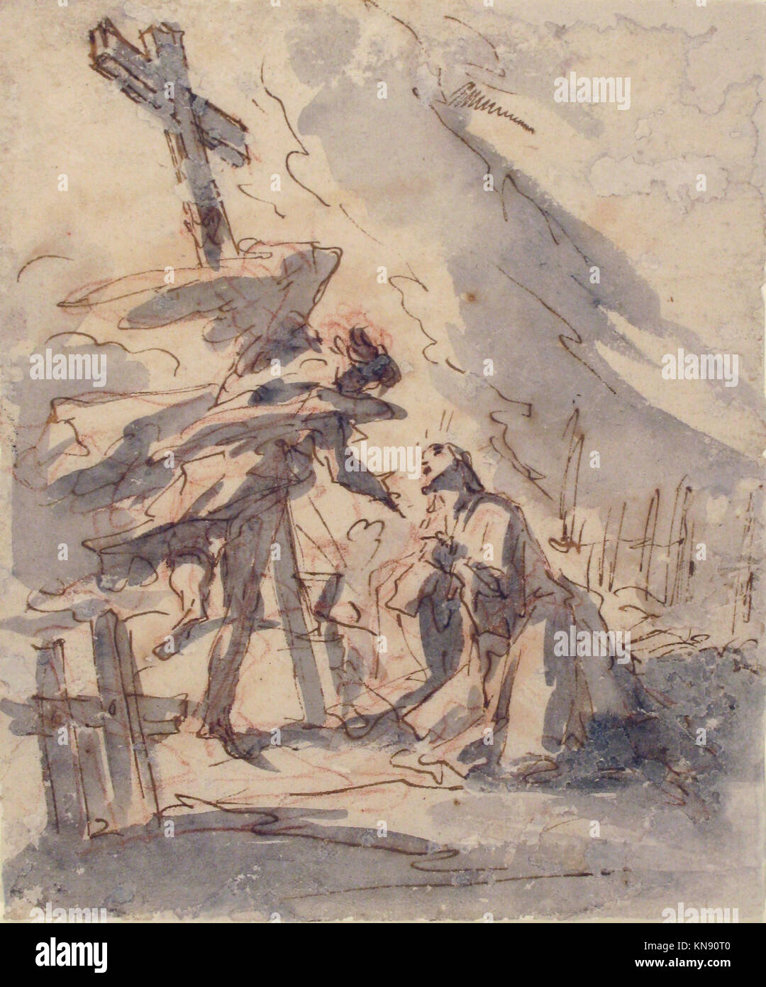 Peinture montrant le Christ dans le jardin de Gethsémani, capturant les aspects émotionnels et spirituels du récit biblique, conservé dans une collection de musée. Banque D'Images