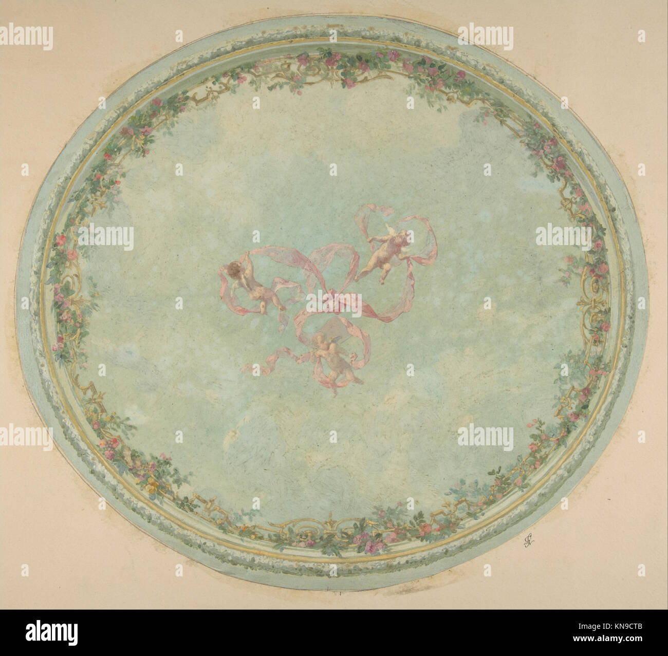 Cette conception de plafond pour Pless Chateau en Silésie affiche une architecture ornée avec des motifs complexes et des détails artistiques typiques de sa période. Banque D'Images