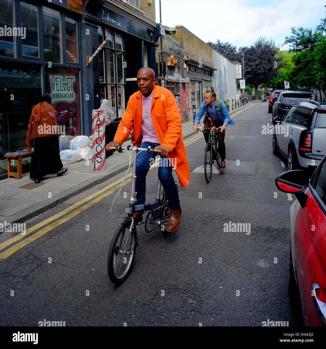 Randonnée à vélo à Shoreditch, London, England, UK Banque D'Images