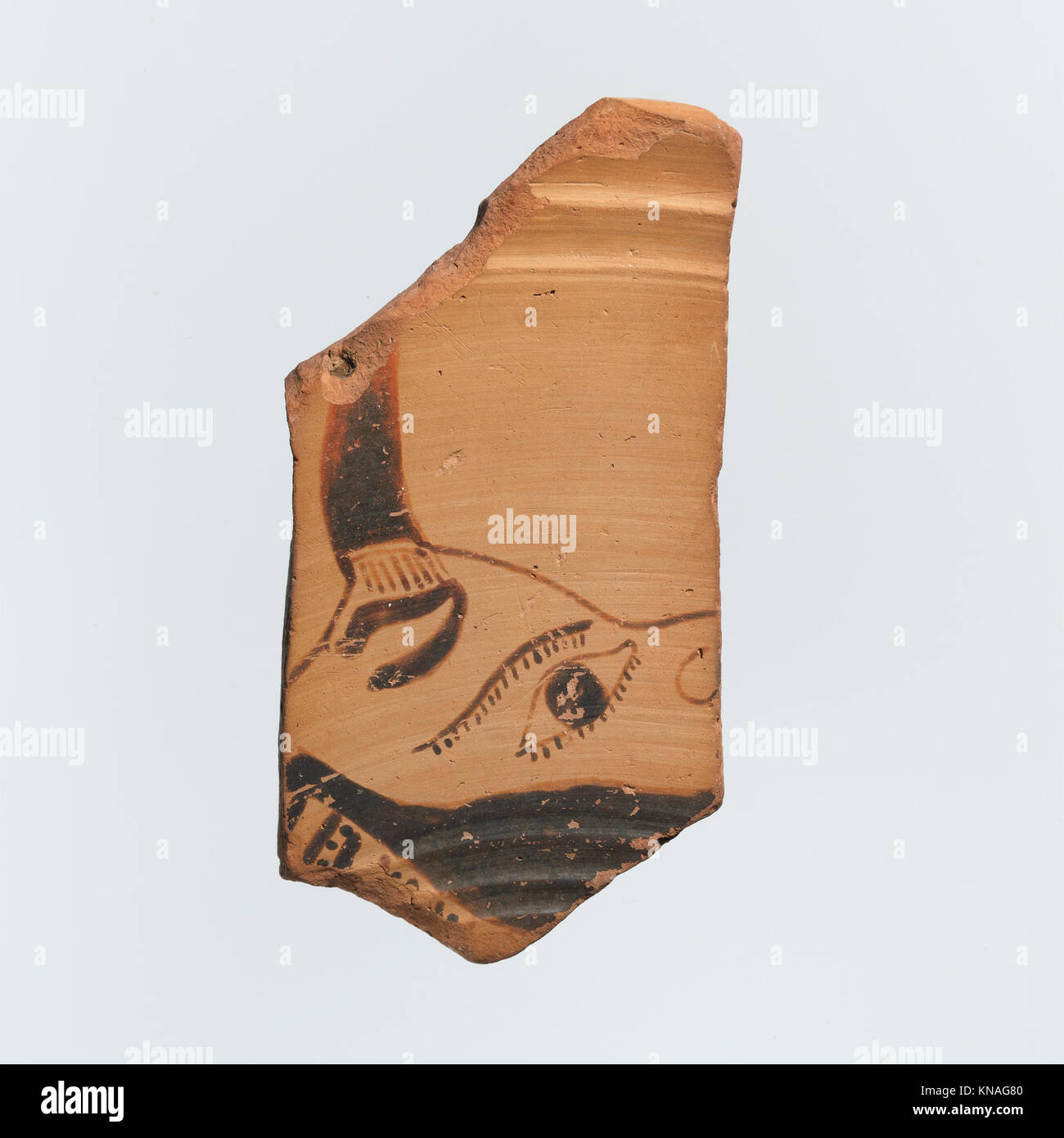 Ce fragment de plaque en terre cuite de Grèce orientale dans le style de chèvre sauvage (7ème siècle av. J.-C.) illustre l'art céramique grec ancien et les techniques décoratives. Banque D'Images