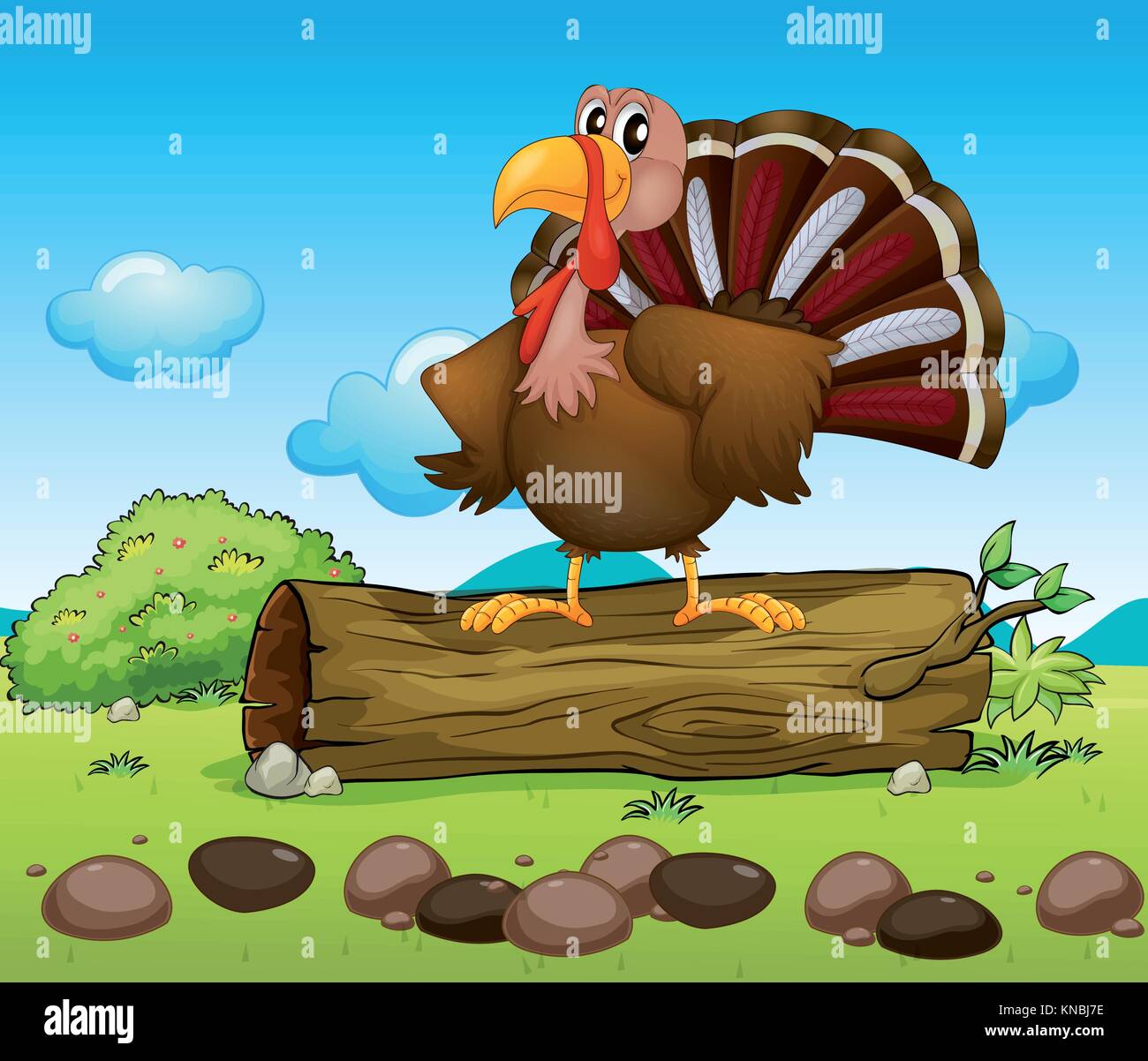 Illustration d'une Turquie qui se tenaient au-dessus d'un bois Illustration de Vecteur