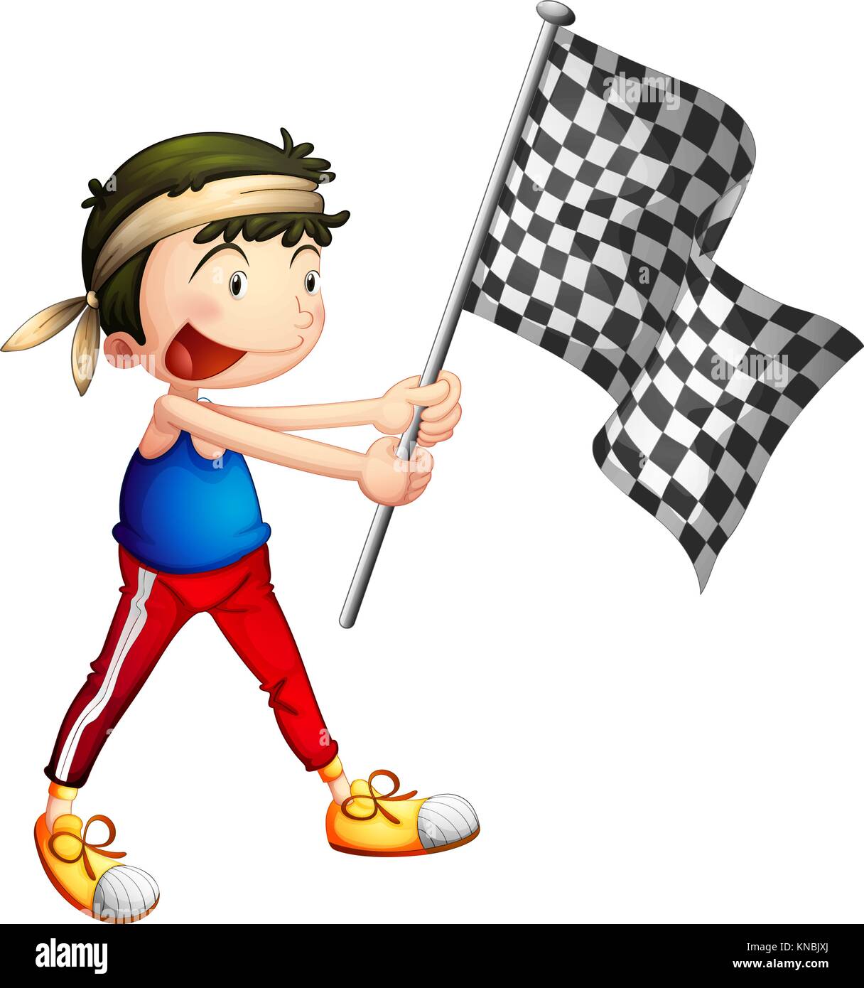 Illustration d'un athlète tenant un drapeau sur un fond blanc Illustration de Vecteur