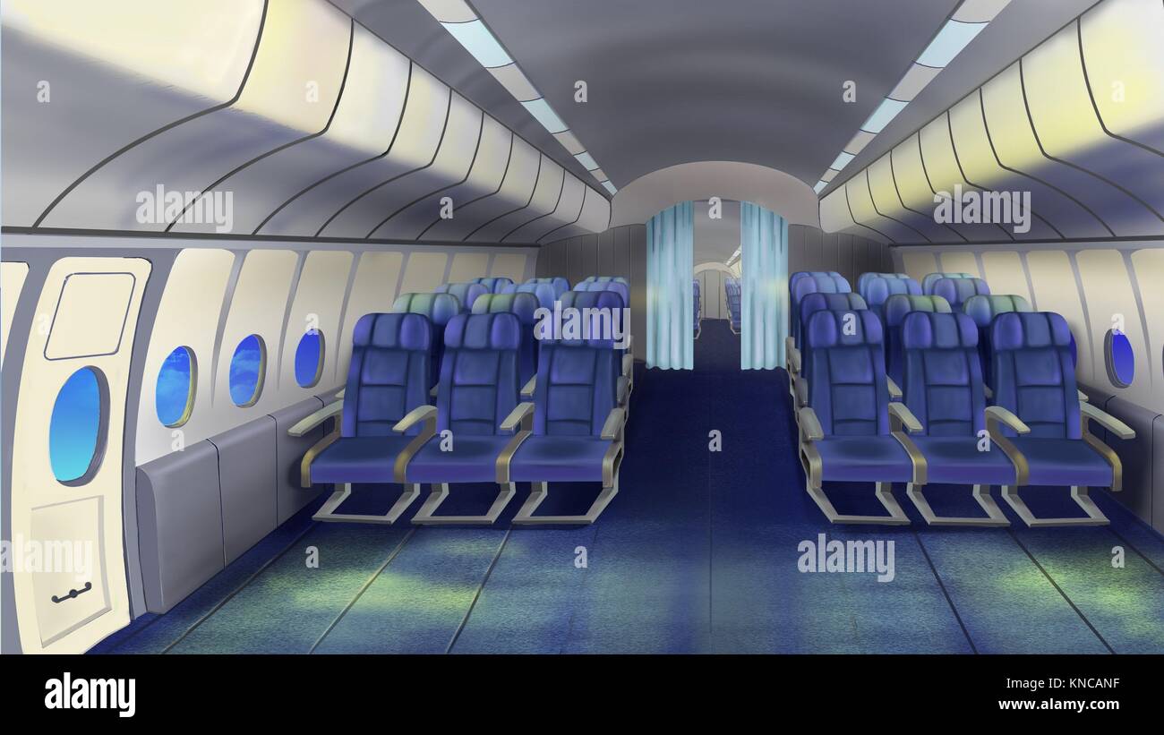 Peinture numérique des sièges dans la cabine. Avion, jet de l'intérieur  Photo Stock - Alamy