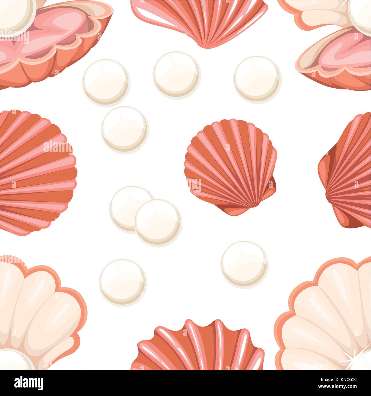 Motif transparent rose à ouvrir et fermer avec des coquillages pearl style plat vector illustration sur fond blanc page de site web et mobile app design Illustration de Vecteur