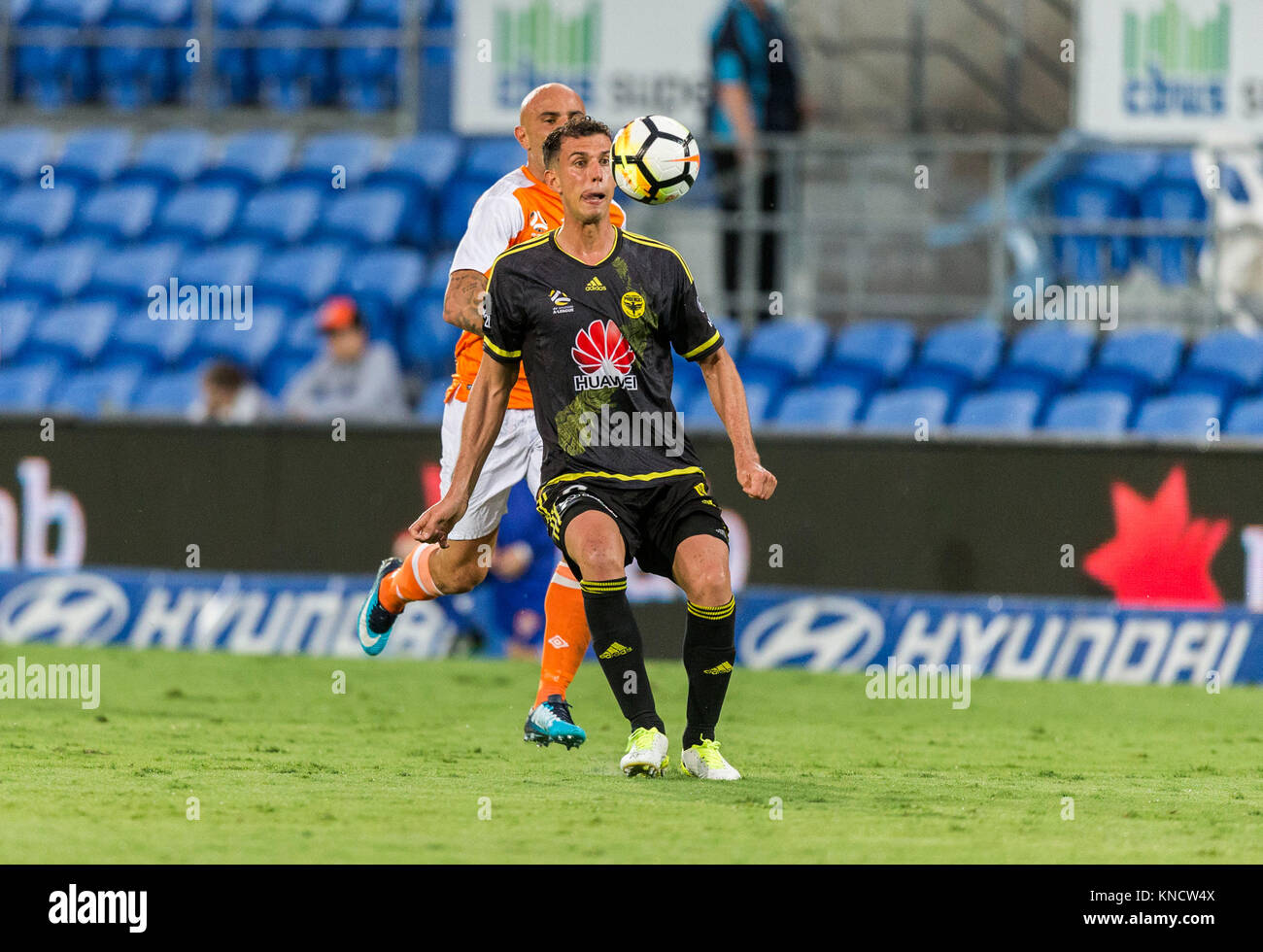 9.12.17 Brisbane Roar Football Aleague Wellington Phoenix V Stade Cbus, Gold Coast 0-0 draw. Banque D'Images