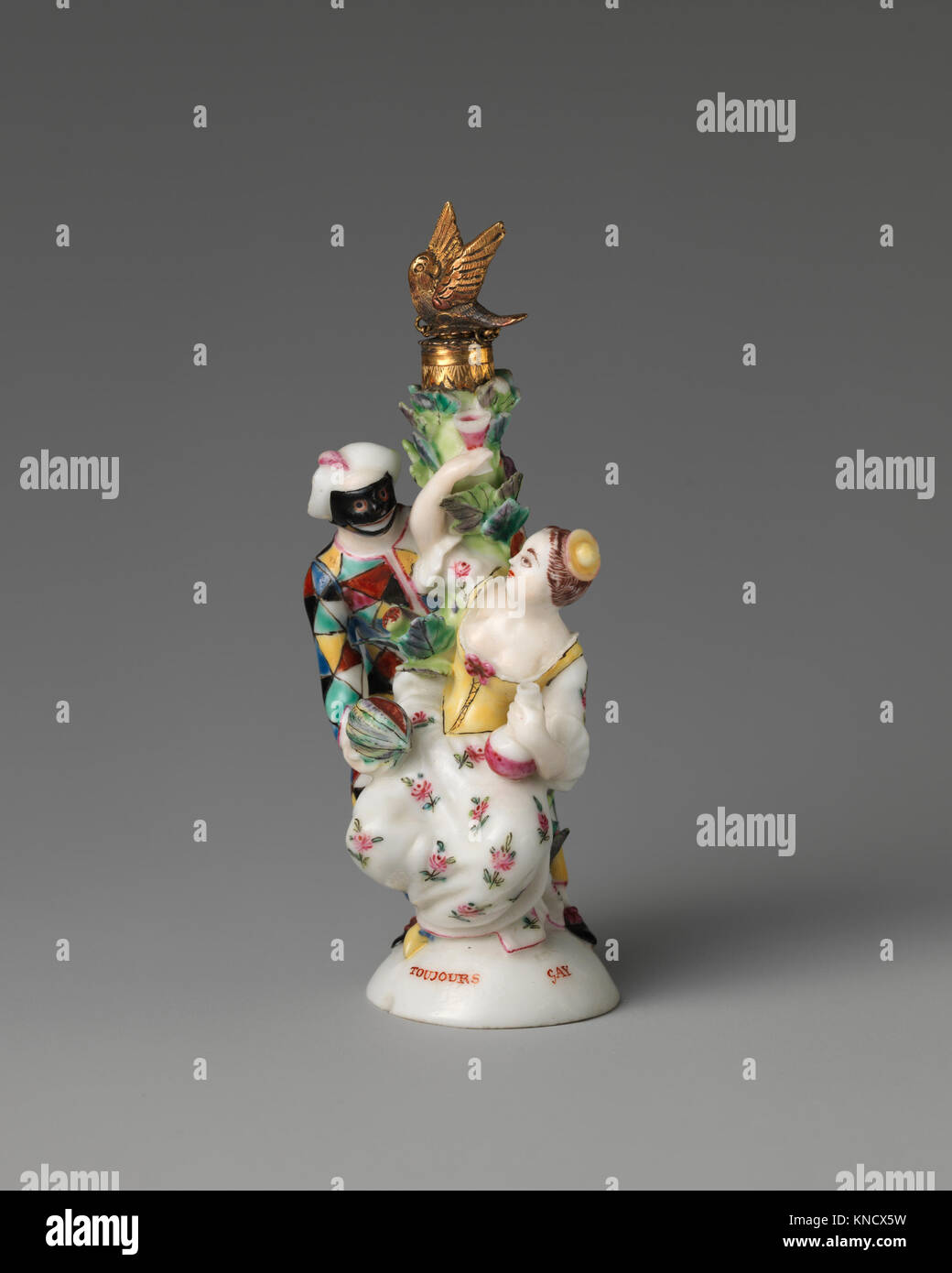 Cette peinture représente Arlequin et Columbine, illustrant des performances théâtrales européennes du XVIIIe siècle, des costumes et des personnages historiques de la scène. Banque D'Images