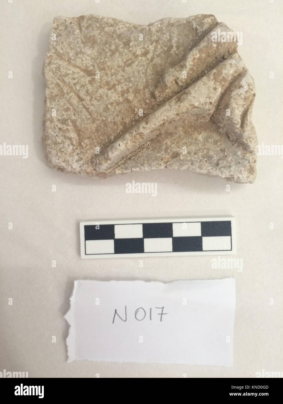 Ce petit fragment de stuc sculpté et éventuellement peint, d’environ 7 x 5 x 2,5 cm, date du VIIIe au XIIe siècle et fait partie de la collection du Metropolitan Museum of Art. Banque D'Images