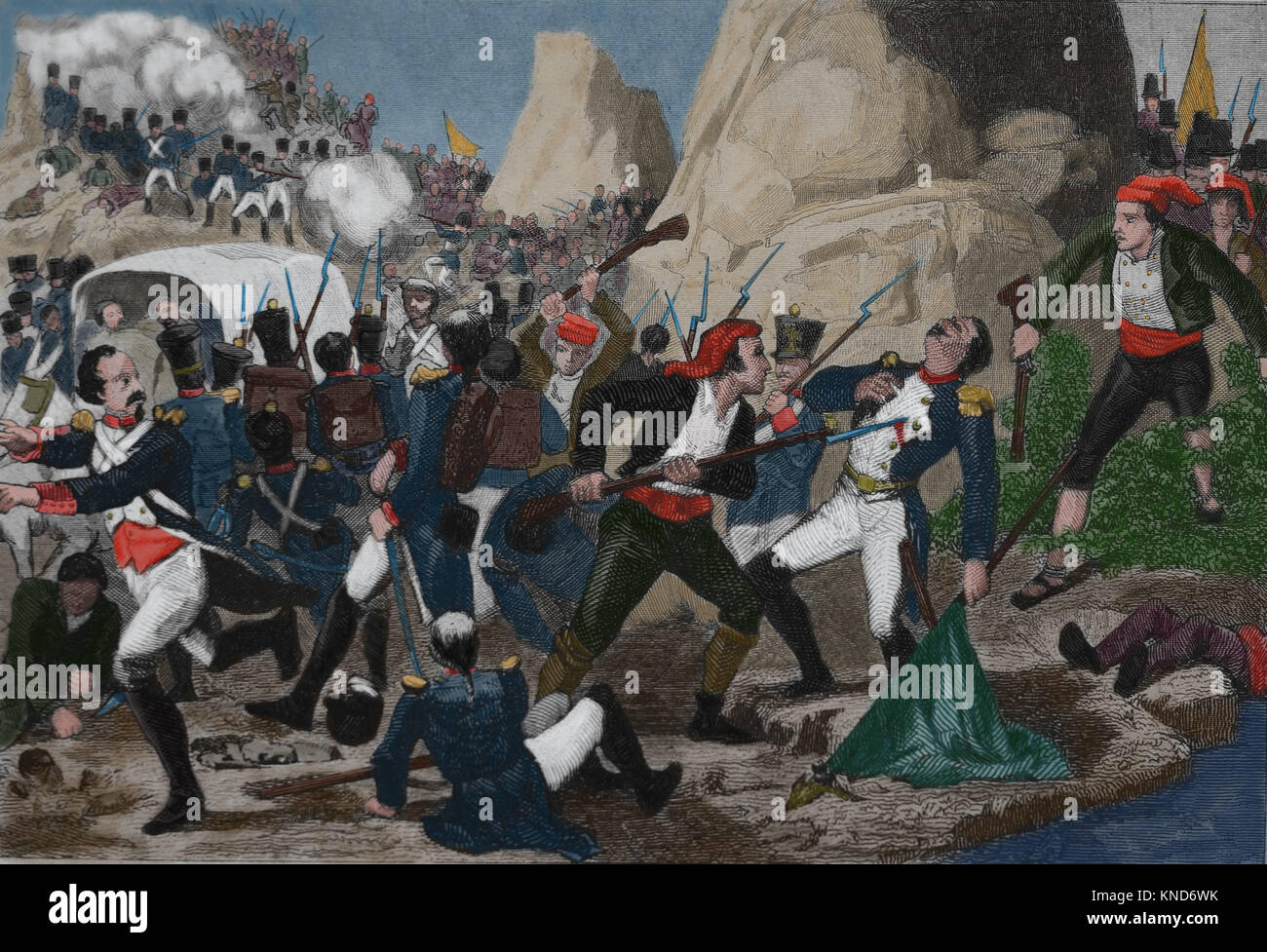 Guerre Péninsulaire. La 1ère Bataille de Bruc. 6 juin 1808. Belligérants : Empire français et catalan bénévoles (le royaume de l'Espagne). Banque D'Images