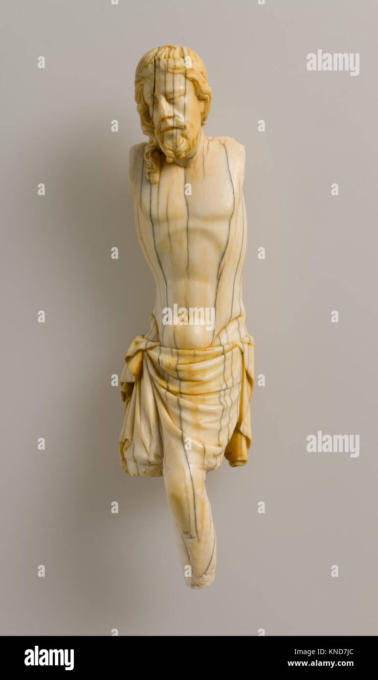Le Christ crucifié a rencontré LC 1978 5213 S01 466045 Français, Christ crucifié, ca. 1260 ?80, ivoire d'éléphant, traces de polychromie, Total : 6 5/8 x 1 11/16 x 1 5/16''. (16.8 x 4.3 x 3.4cm). Le Metropolitan Museum of Art, New York. Don de M. et Mme Maxime L. Hermanos, 1978 (1978.521.3) Banque D'Images