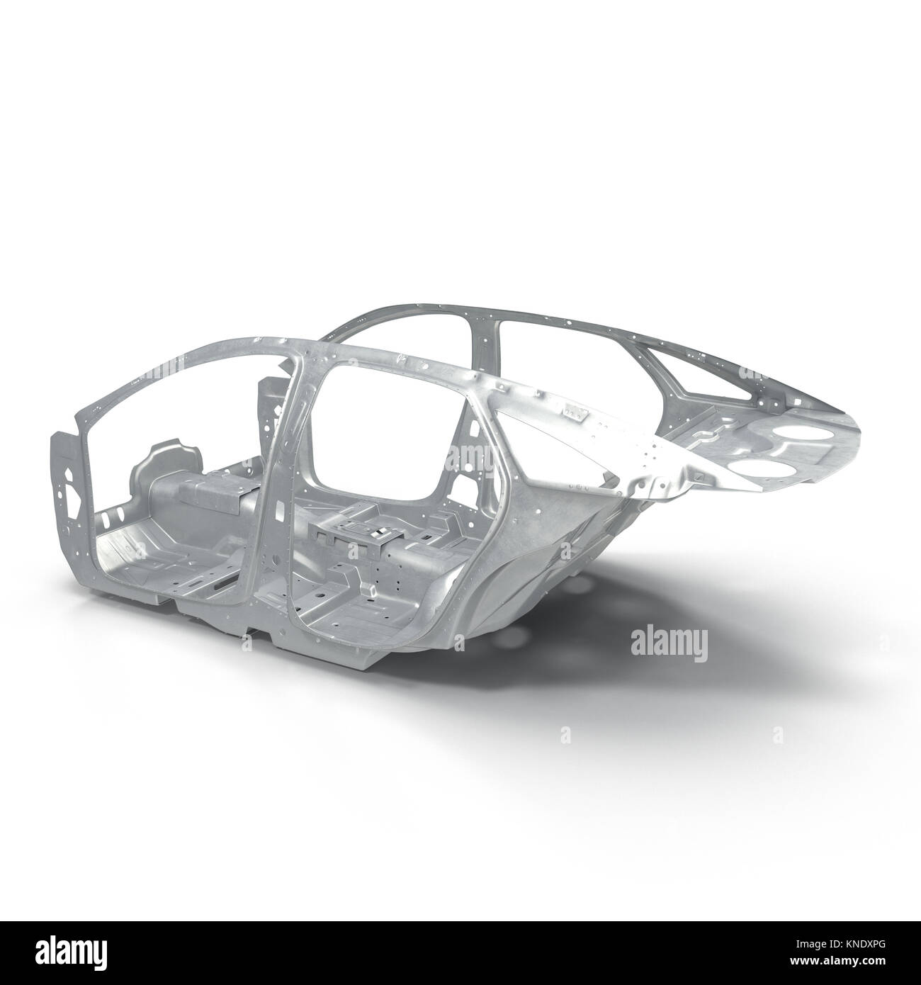 Squelette d'une voiture sur blanc. 3D illustration Banque D'Images