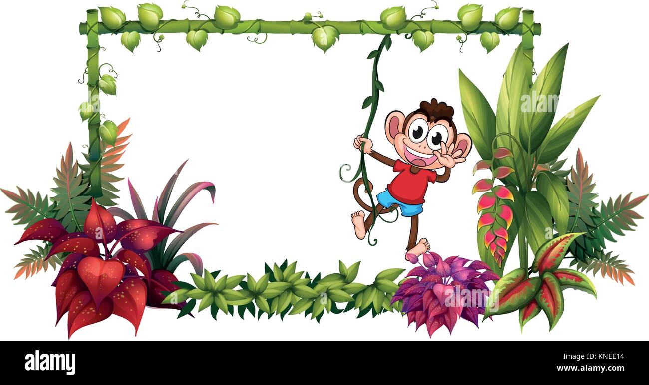 Illustration d'un singe et des plantes sur un fond blanc Illustration de Vecteur