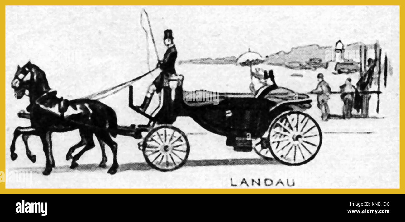 Transport à cheval - une illustration des années 1940 montrant un Victorian montrant un 'coach' Landau ou transport Banque D'Images