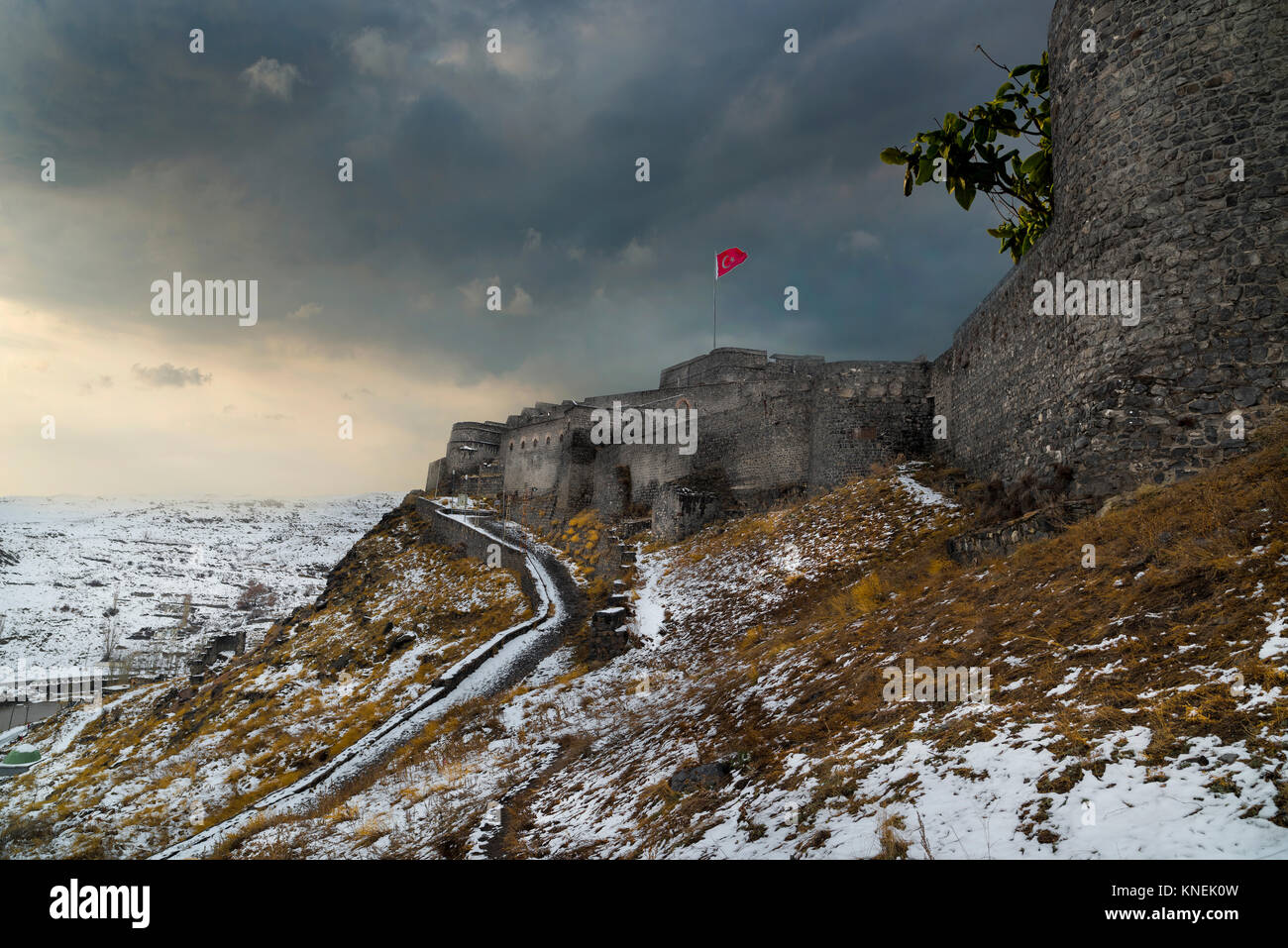 Vue sur le château de Kars, à Kars, Turquie. Kars est une province dans le nord-est de la Turquie, près de la frontière arménienne. Banque D'Images