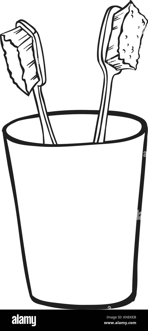 Illustration de brosses à dents à l'intérieur d'un verre sur un fond blanc Illustration de Vecteur