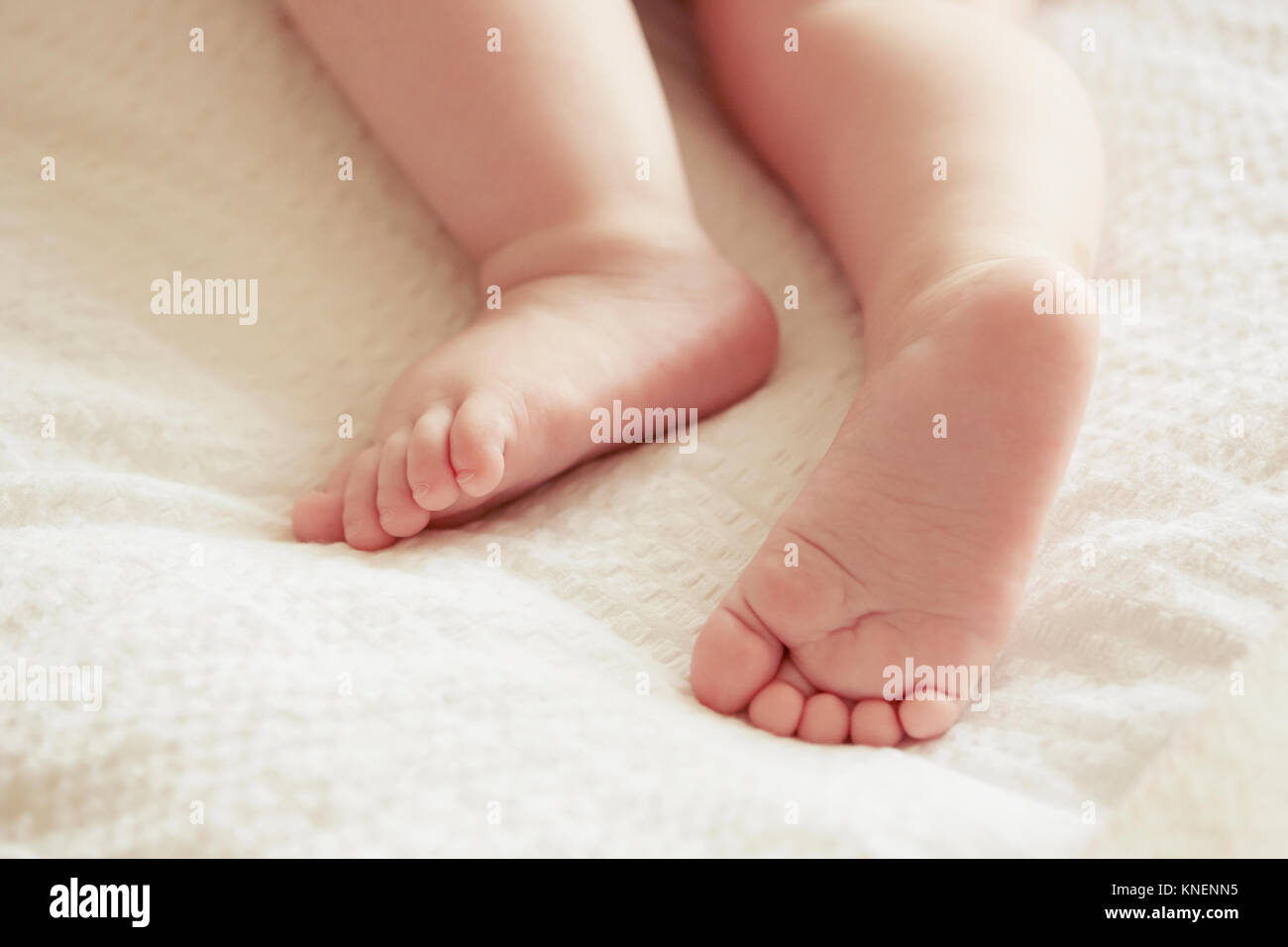 Les pieds de bébé garçon, close-up Banque D'Images