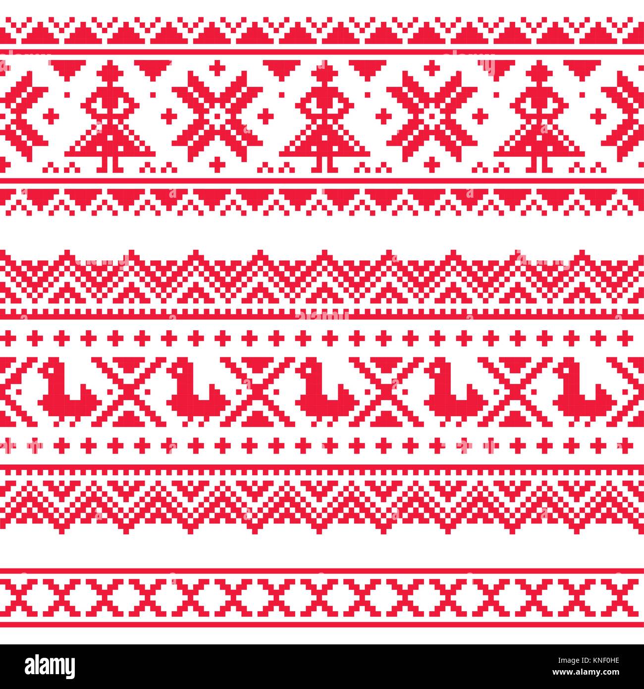 Bande ou belrd Sami, vecteur conception brodée Laponie modèle vectoriel, l'art folklorique scandinave, style nordique Illustration de Vecteur