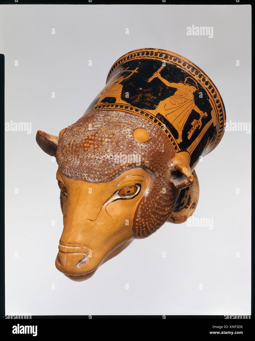 Rhyton Grec Ancien En Bronze - Avant-part Animal - Original Pré-1800