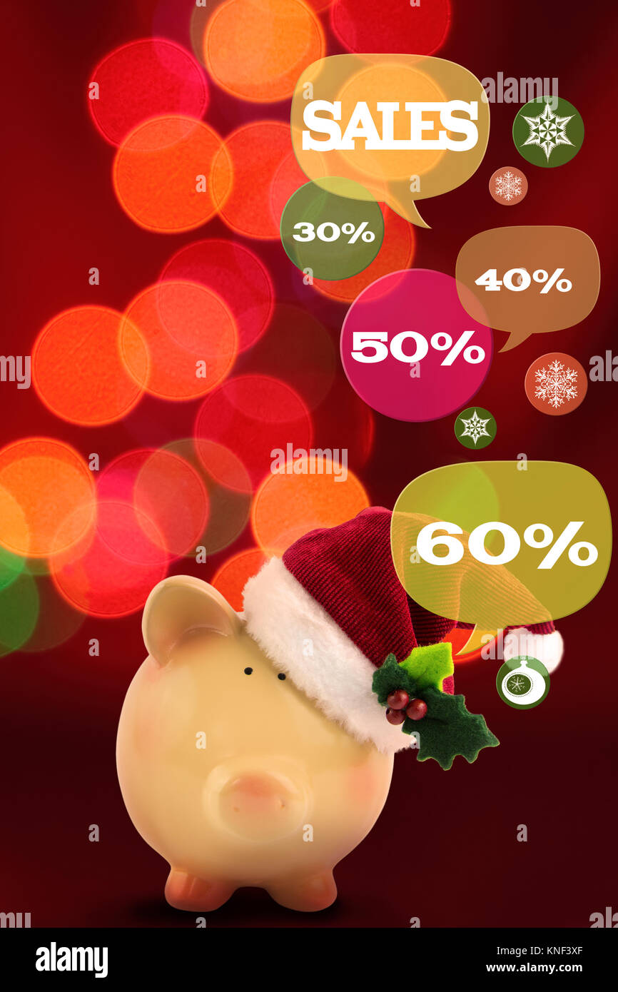 Tirelire avec les bulles. Vente de Noël concept Banque D'Images