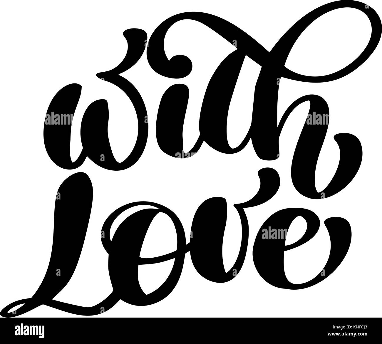 Texte décoratif avec amour. Noël Décoration lettrage calligraphique pour carte de souhaits, photo de page, t-shirt, impression flyer, affiches Illustration de Vecteur