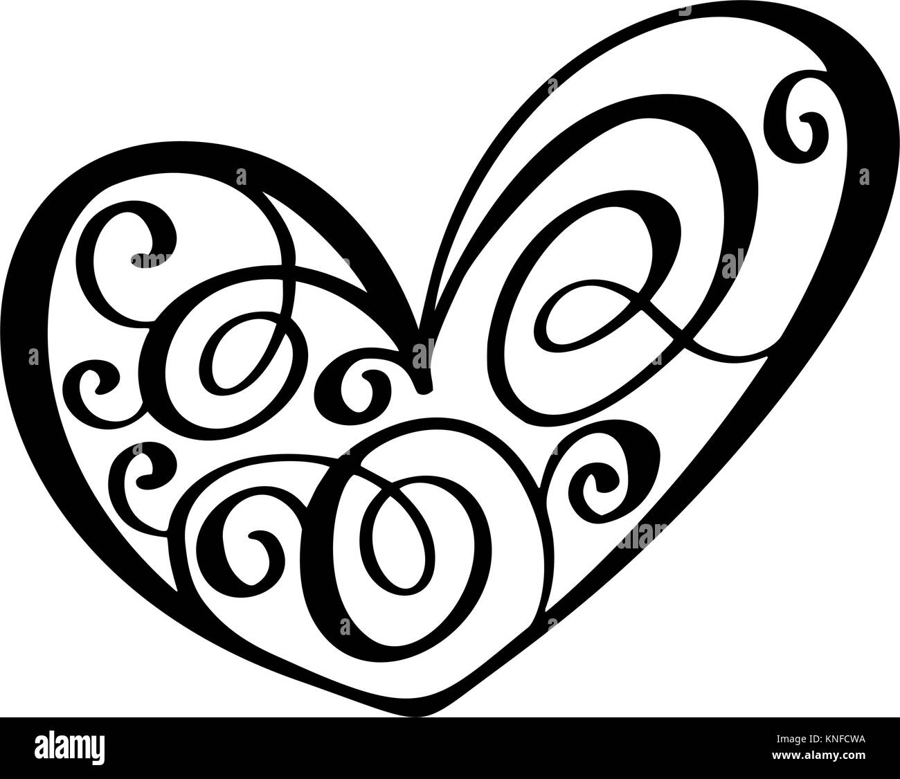 Vintage coeur de Saint Valentin et jour du mariage comme élément de conception d'illustration vectorielle. Encre pinceau Fun typographie pour les superpositions de photos, t-shirt, impression flyer, affiches Illustration de Vecteur