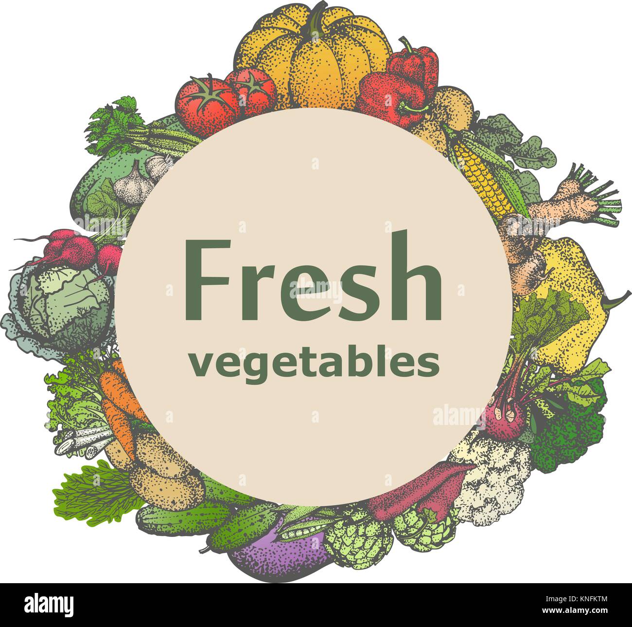 Autocollant marque vecteur icône signe de légumes frais Illustration de Vecteur