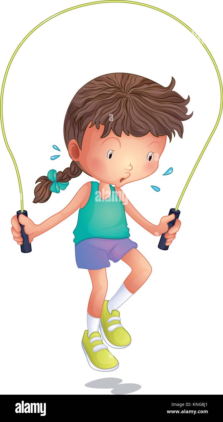 Illustration d'une petite fille jouant la corde à sauter sur un fond blanc  Image Vectorielle Stock - Alamy
